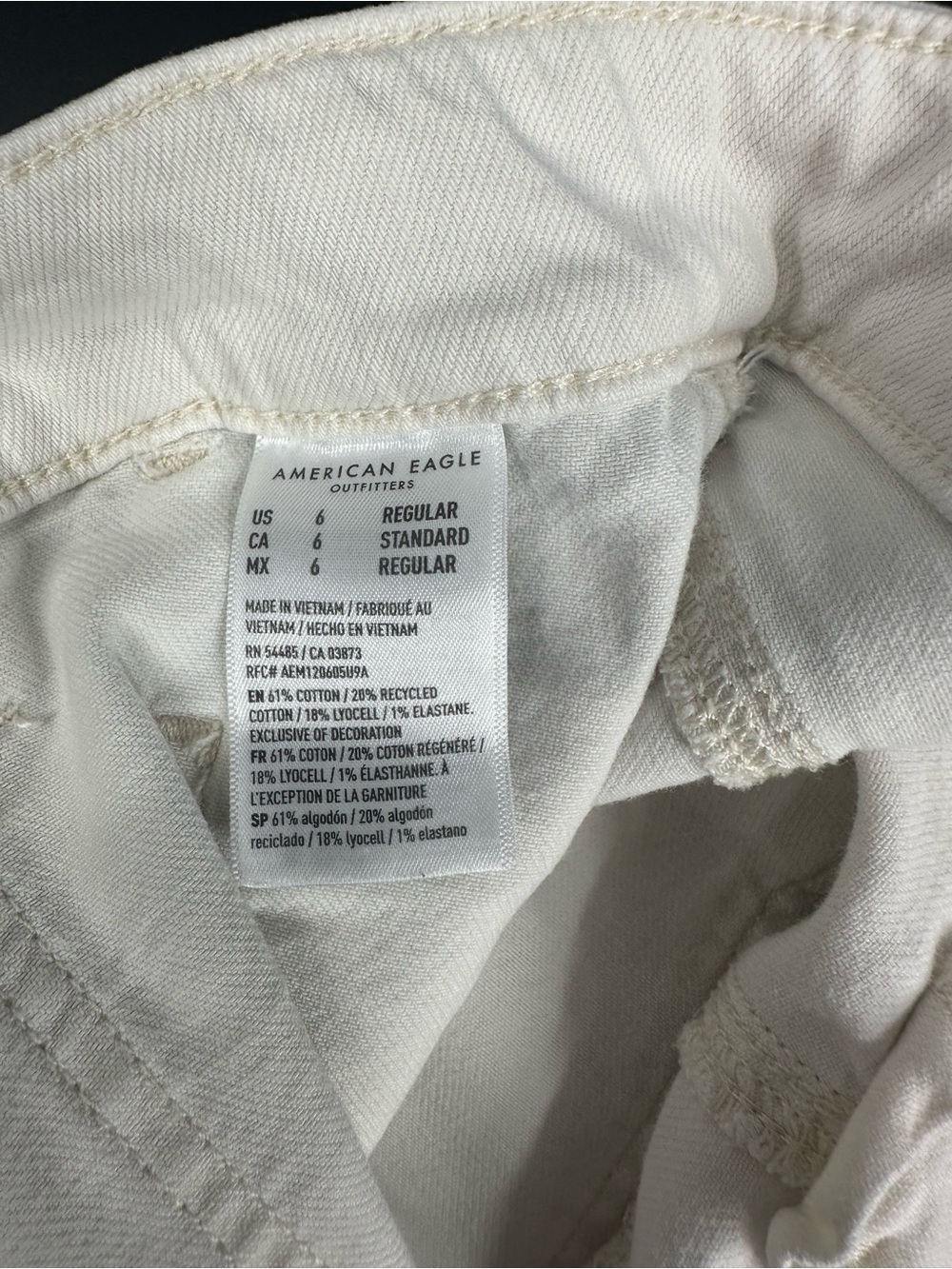 American Eagle Super High Rise Baggy Wide Leg Utility Jeans Off-White Sz 6 1312 - Picture 9 of 10